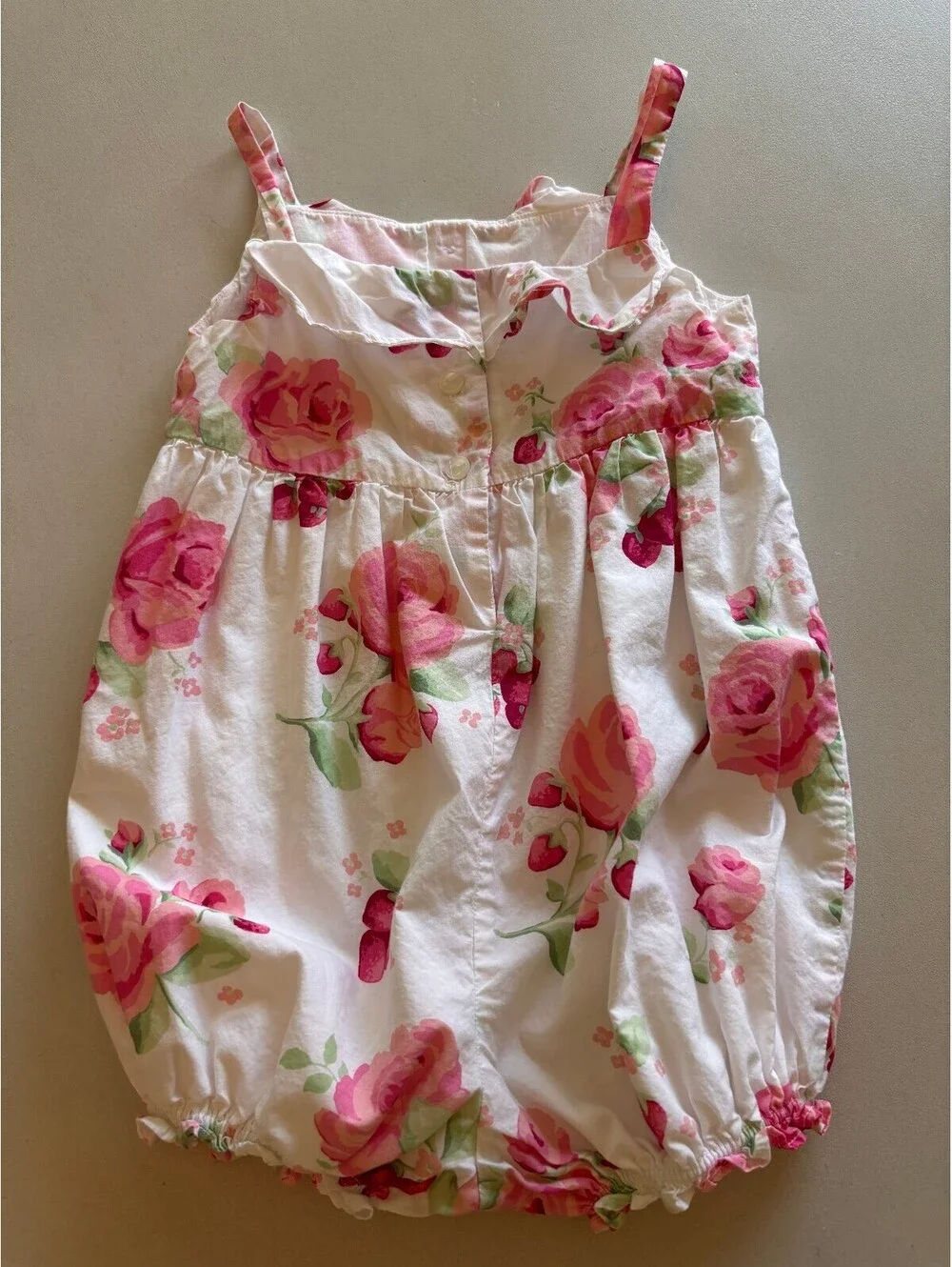 Janie and Jack Strawberry Floral Bubble Romper 12-18M